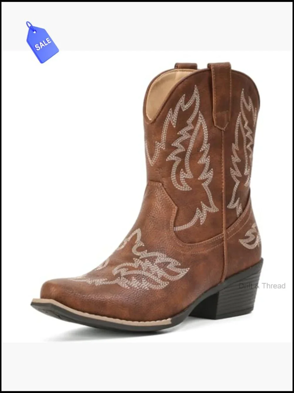 Women's Ankle Cowgirl Boots Faux Leather Western